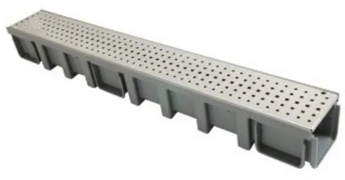 Nicoll Connecto 100 lijngoot met geperforeerd RVS sleufrooster | 100 x 13,6 11,5 cm