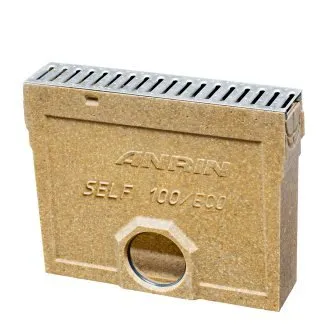 Anrin slibvangput voor lijngoot inclusief RVS sleufrooster en emmer, 50 cm (Self-100/Eco/Mini)