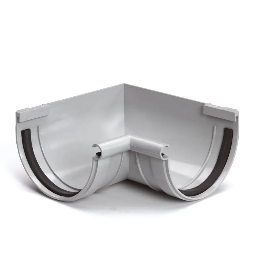 PVC mastgoot binnenhoekstuk 90° 170 mm, Grijs, Nicoll