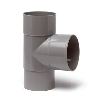 PVC HWA T-stuk 90 graden 80 mm (2x mof/verjongd spie)