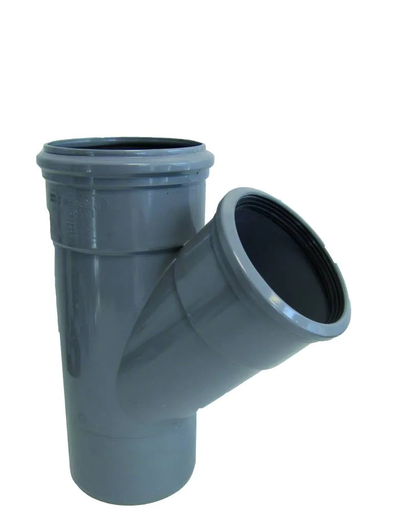 PVC T-stuk 45 graden 110 mm SN4/SN8 (2 x manchet/ 1 x spie)