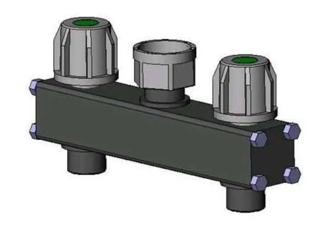 LEV Manifold verdeler boven ingang & 2 weg met kraan