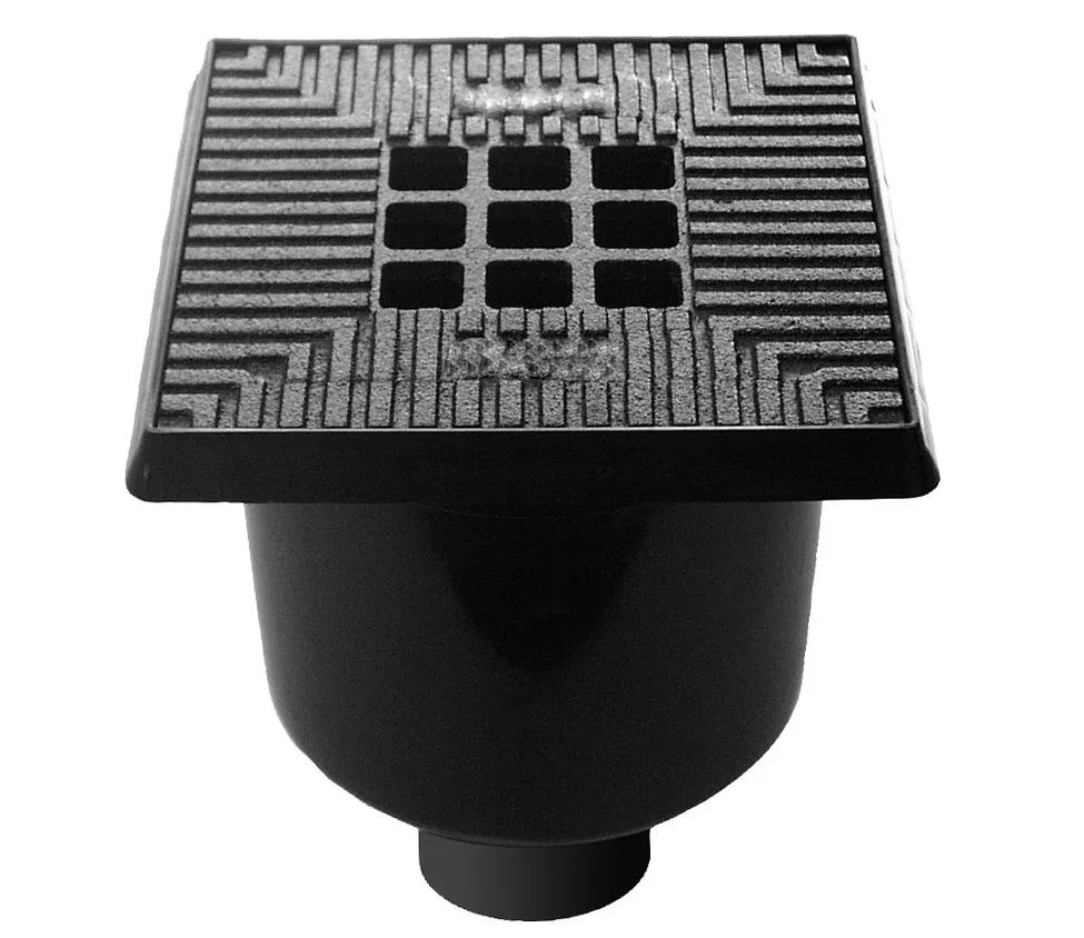 Emmerput 200 x 200 mm - gietijzer rooster - onderaansluiting 75 mm