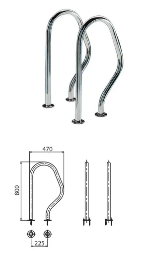 AstralPool RVS handgrepen 470 x 800 - flensbevestiging