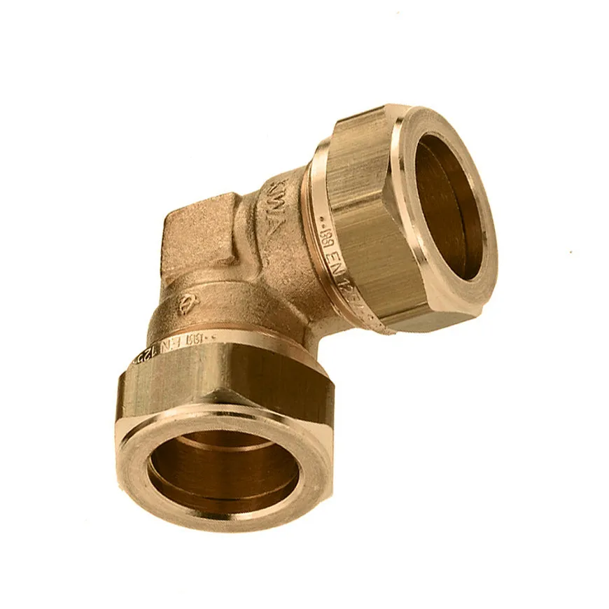 Messing knel knie 90 graden, 2 x knel - 15 mm