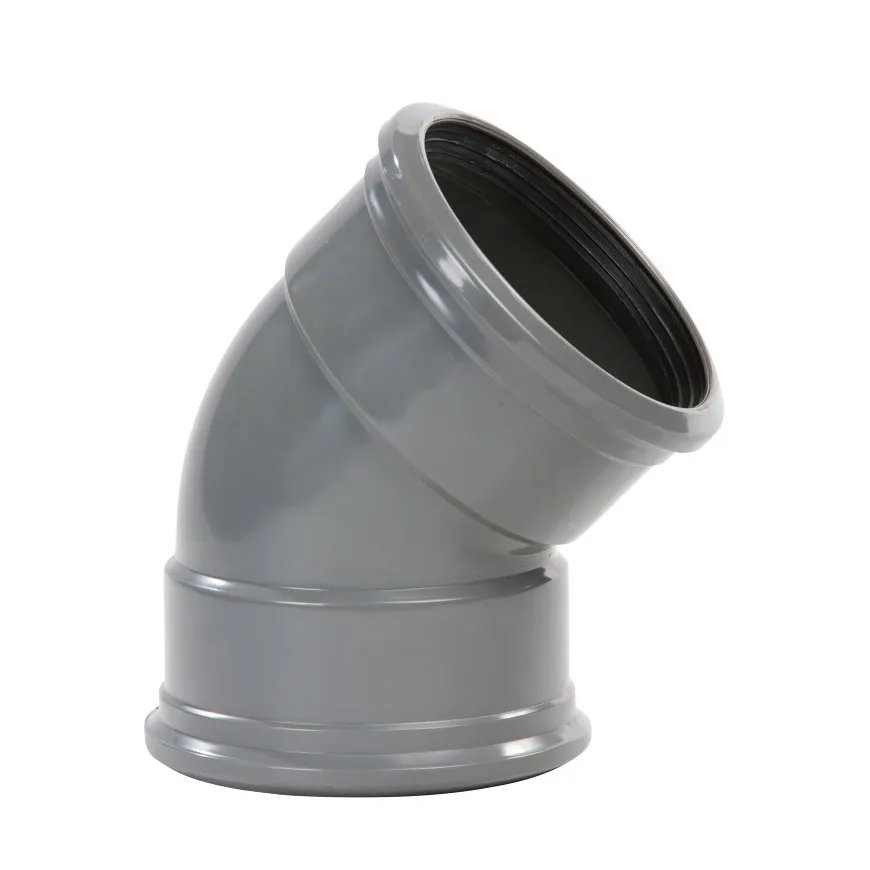 PVC bocht 45 graden 200 mm SN4 (2 x manchet)