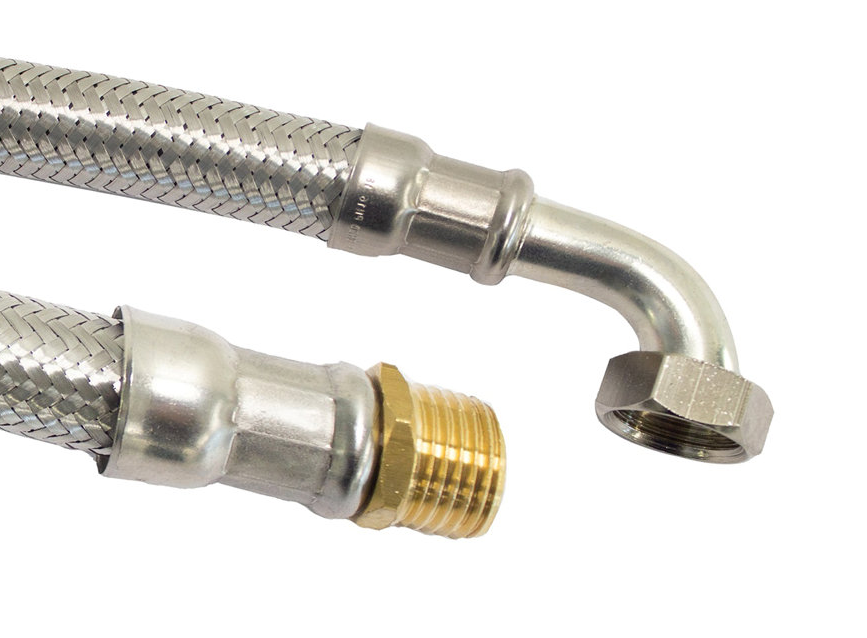 RVS flexibele aansluitslang 3/4"  bu. dr. / 3/4" wartel L= 40 cm.