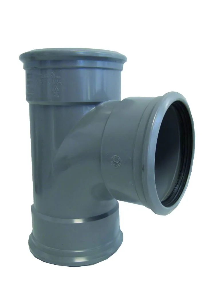PVC T-stuk 88 graden 110 mm SN4/SN8 (3 x manchet)