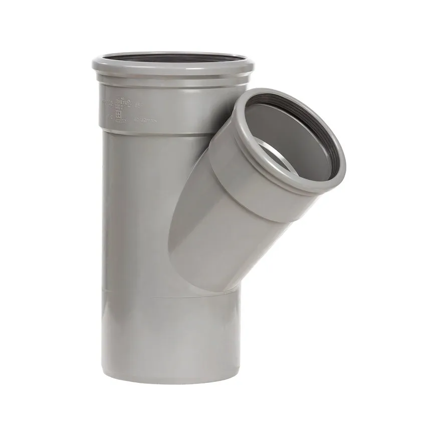 PVC verloop T-stuk 45 graden 125 x 110 mm SN4 (2 x manchet/ 1 x spie)