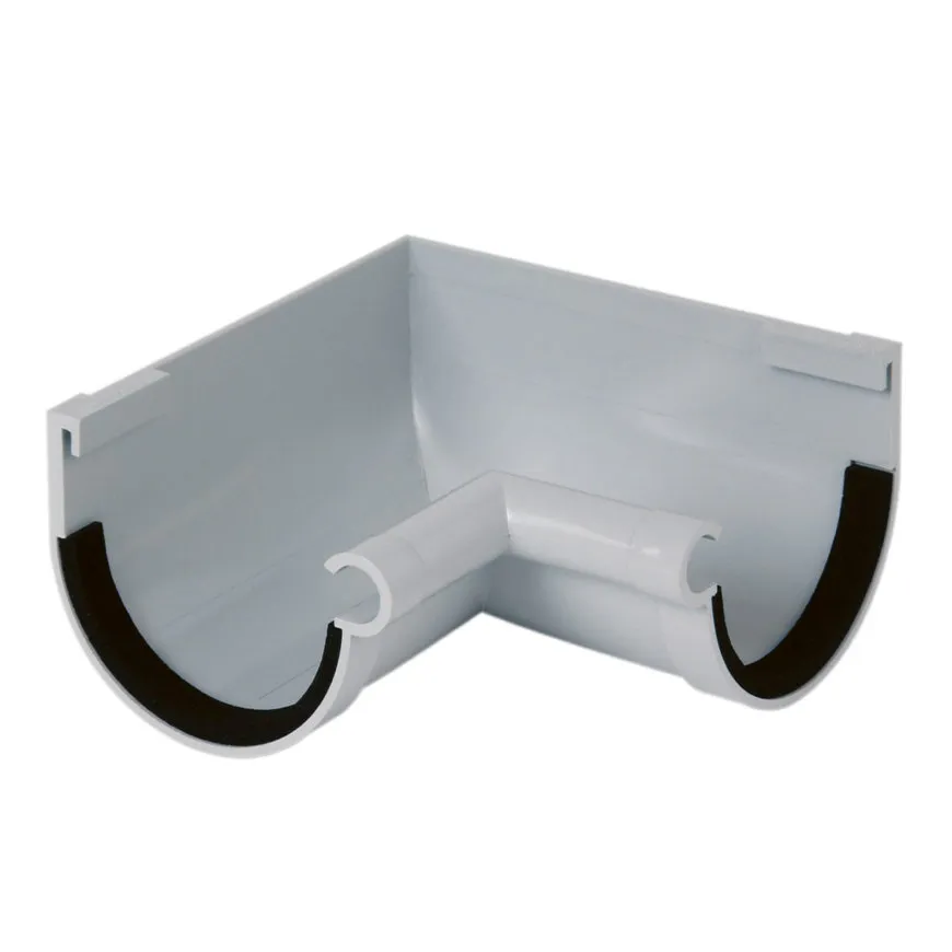 PVC mastgoot binnenhoekstuk 90° 70 mm, Grijs, Nicoll