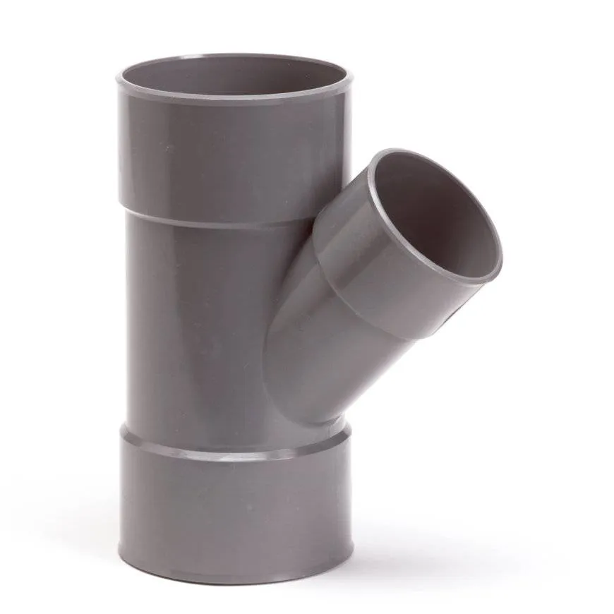PVC verloop T-stuk 45 graden 125 x 75 mm (mof/mof - lijm)