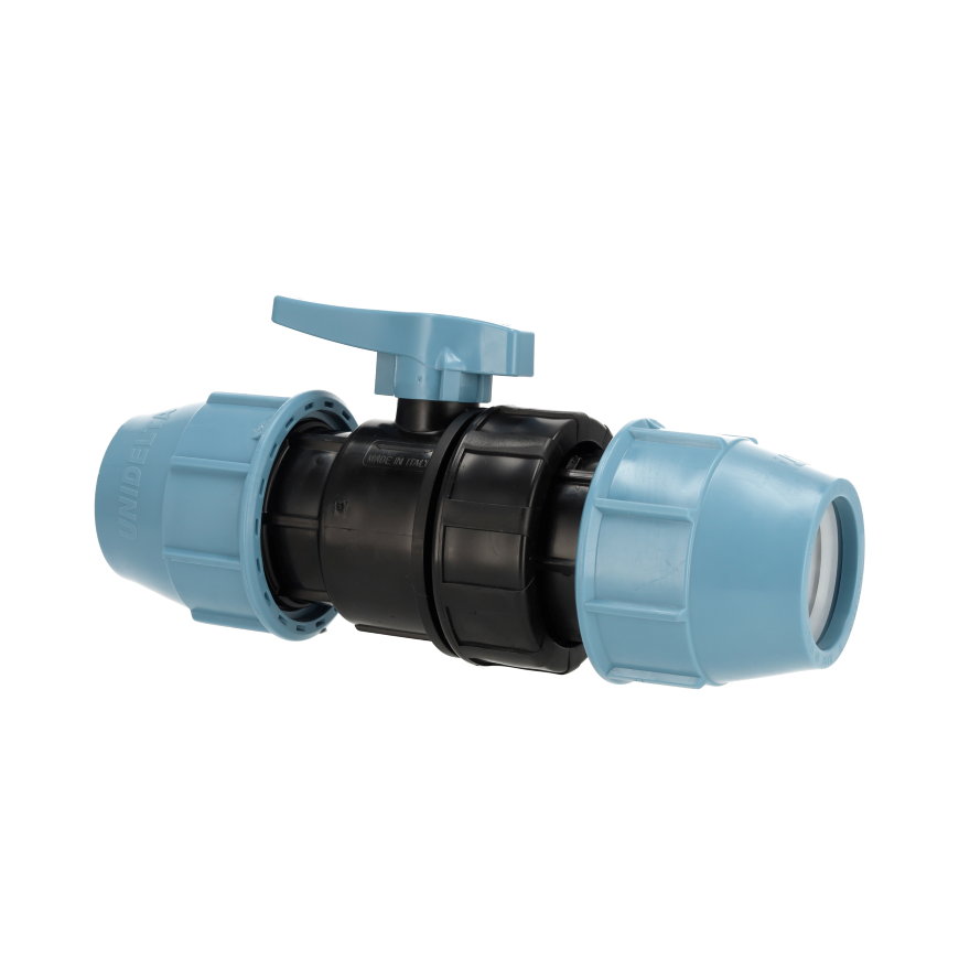 Tyleen kogelkraan 25 mm, 2 x klem, Unidelta